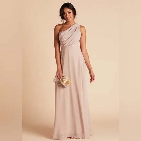 Birdy Grey | Dresses | Nwt Birdy Grey Kira Taupe Tan Chiffon One Shoulder Bridesmaid  Dress Sz S | Poshmark